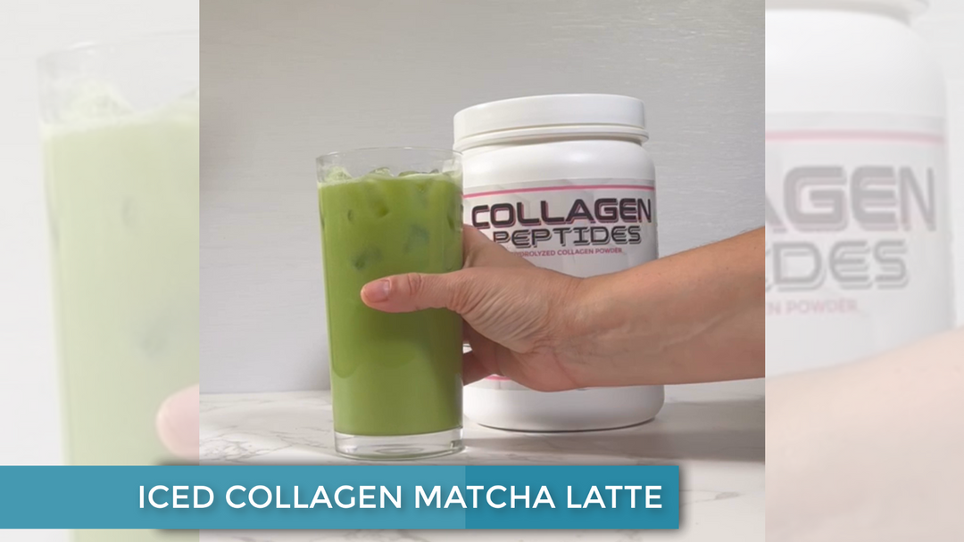 Iced Collagen Matcha Latte with Boomer Products Collagen