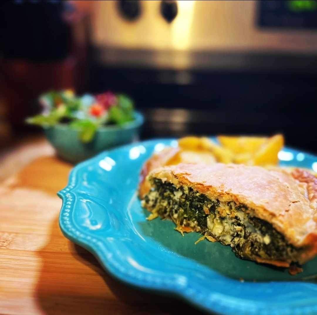Spinach Pie (Spanakopita, Blue Zone Inspired Dishes).
