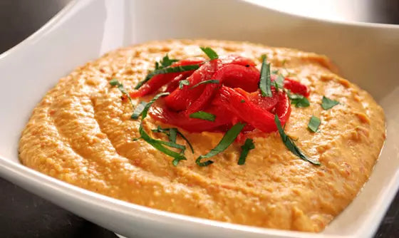 Spicy Roasted Red Pepper Hummus.